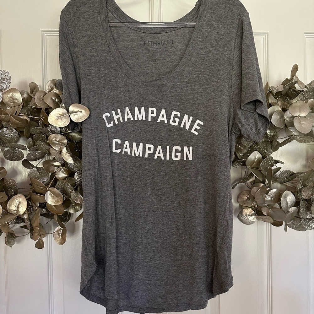 Fifth Sun Heather Gray 'Champagne Campaign' Graphic Tee